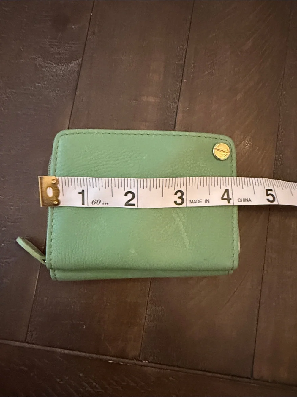 Rolfs Lazy Susan Kermit the frog Green Leather Zip Wallet with Gold Accent